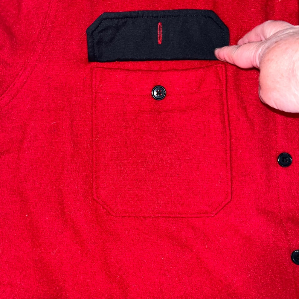 Woolrich Vtg 90s Red Wool Alaska Shirt Jac Jacket XL Heavy CPO Americana NWOT - Picture 8 of 14